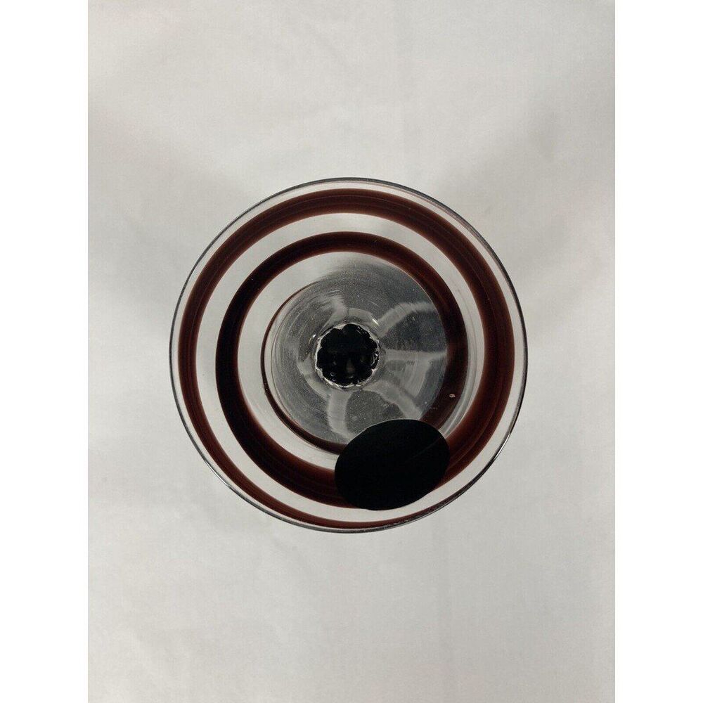 Jozefina Krosno Art Glass Black Swirl Stemmed Goblet Candle Holder Poland Vtg 9” - Picture 10 of 12